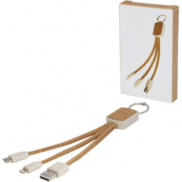 Logotrade promotional merchandise picture of: Bates wheat straw and cork 3-in-1 charging cable