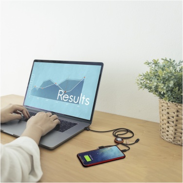 Logo trade promotional giveaway photo of: SCX.design C36 3-in-1 rPET light-up logo extended charging cable with round bamboo casing