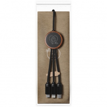 Logo trade promotional merchandise image of: SCX.design C36 3-in-1 rPET light-up logo extended charging cable with round bamboo casing
