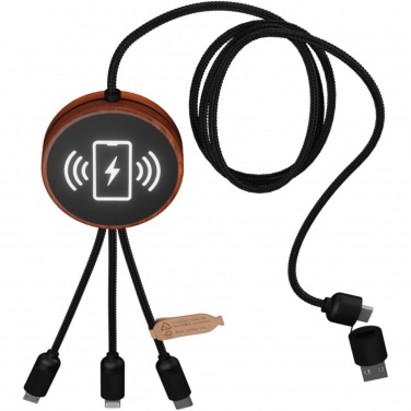 Logo trade corporate gifts picture of: SCX.design C40 5-in-1 rPET light-up logo charging cable and 10W charging pad
