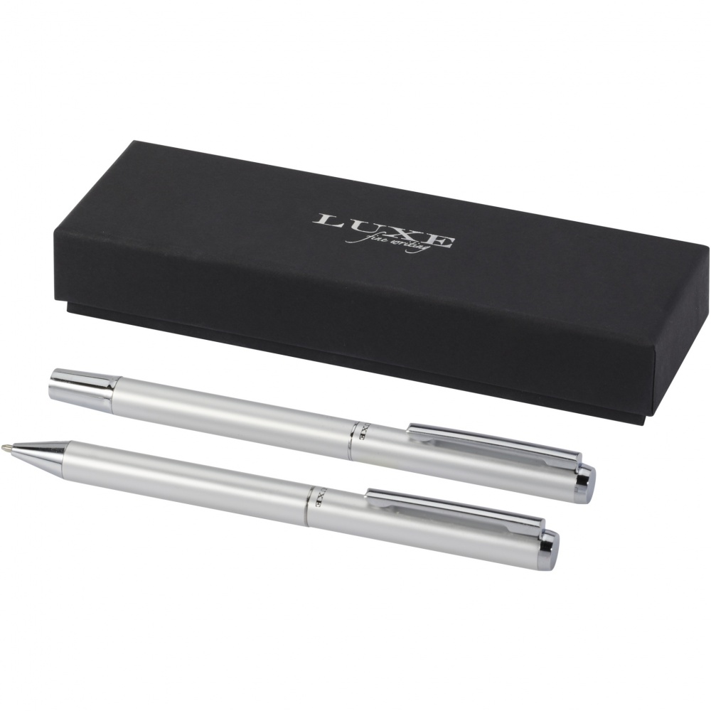 Logotrade corporate gifts photo of: Lucetto recycled aluminium ballpoint and rollerball pen gift set