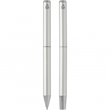 Logotrade business gift image of: Lucetto recycled aluminium ballpoint and rollerball pen gift set