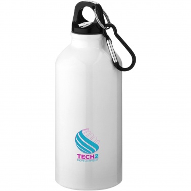 Logo trade promotional items picture of: Oregon 400 ml RCS certified recycled aluminium water bottle with carabiner