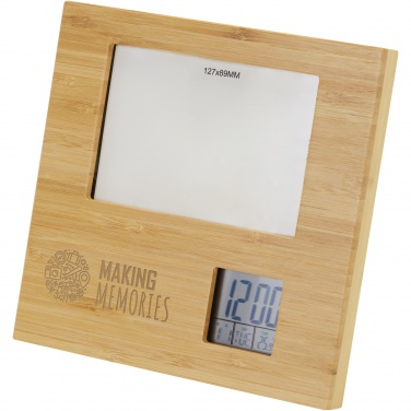 Logo trade promotional product photo of: Sasa bamboo photo frame with thermometer