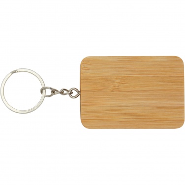 Logo trade promotional merchandise picture of: Reel 6-in-1 retractable bamboo key ring charging cable