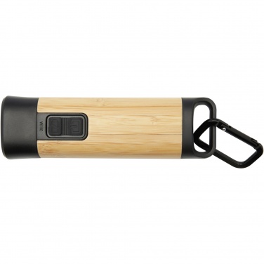 Logo trade promotional items image of: Kuma bamboo/RCS recycled plastic torch with carabiner