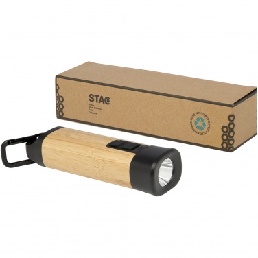 Logo trade corporate gifts image of: Kuma bamboo/RCS recycled plastic torch with carabiner
