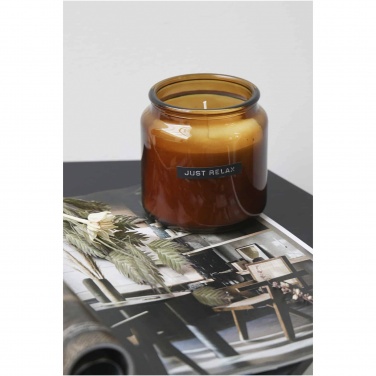 Logo trade promotional giveaways image of: Wellmark Let's Get Cozy 650 g scented candle - cedar wood fragrance