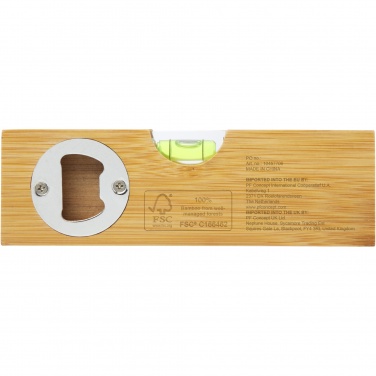 Logo trade advertising products image of: Flush bamboo spirit level with bottle opener