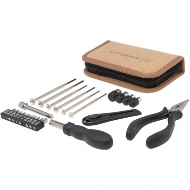 Logo trade promotional merchandise image of: Spike 24-piece RCS recycled plastic tool set with cork pouch