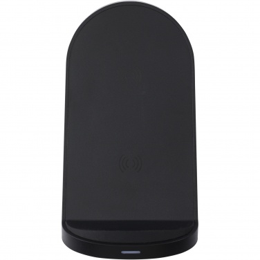 Logo trade promotional merchandise image of: Loop 15W dual coil RCS recycled plastic wireless charging stand