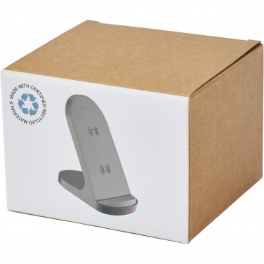 Logo trade promotional products image of: Loop 15W dual coil RCS recycled plastic wireless charging stand