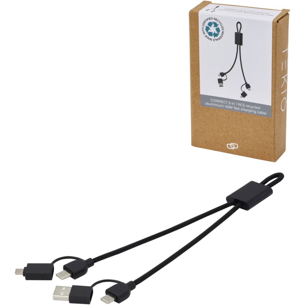 Logotrade corporate gifts photo of: Connect 6-in-1 RCS recycled aluminium 45W quick charge & data transfer cable