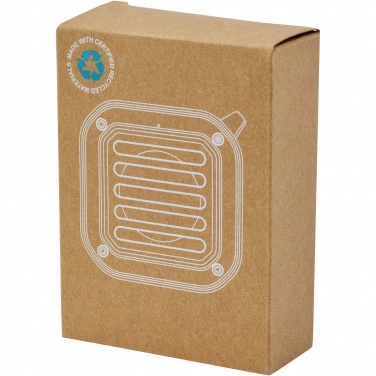 Logotrade promotional products photo of: Solo 3W IPX5 RCS recycled plastic solar Bluetooth® speaker with carabiner 