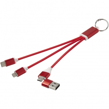 Logotrade promotional merchandise picture of: Metal 4-in-1 recycled aluminium charging cable with keychain