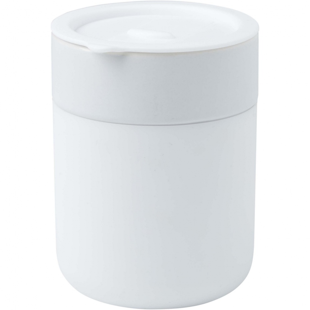 Logo trade promotional merchandise photo of: Java 330 ml ceramic tumbler with silicone wrap and plastic lid