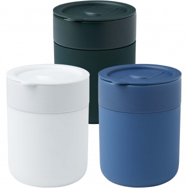 Logo trade promotional gift photo of: Java 330 ml ceramic tumbler with silicone wrap and plastic lid