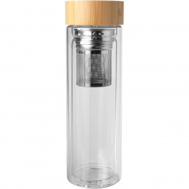 Logotrade promotional merchandise photo of: Bailey 400 ml borsilicate glass infuser bottle with bamboo lid