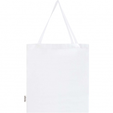 Logo trade promotional giveaways image of: Madras 140 g/m² GRS recycled cotton gusset tote bag