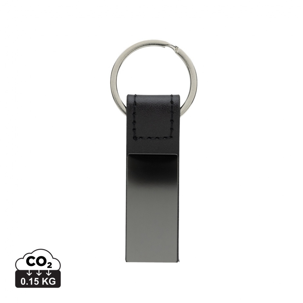 Logo trade promotional items image of: Luxury PU keychain RCS recycled zinc alloy