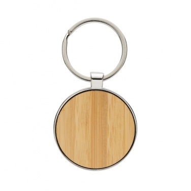 Logo trade promotional products image of: RCS recycled zinc alloy round keychain with bamboo