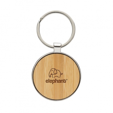 Logo trade promotional merchandise picture of: RCS recycled zinc alloy round keychain with bamboo