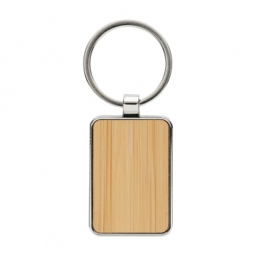 Logo trade promotional product photo of: RCS recycled zinc alloy rectangle keychain with bamboo