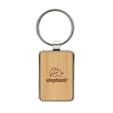 Logotrade corporate gift picture of: RCS recycled zinc alloy rectangle keychain with bamboo