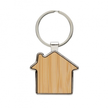 Logotrade promotional items photo of: RCS recycled zinc alloy house keychain with bamboo