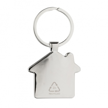 Logo trade promotional items image of: RCS recycled zinc alloy house keychain with bamboo