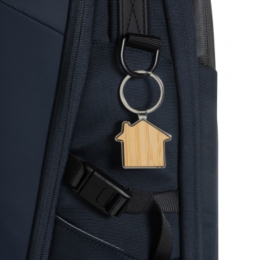 Logo trade advertising products image of: RCS recycled zinc alloy house keychain with bamboo