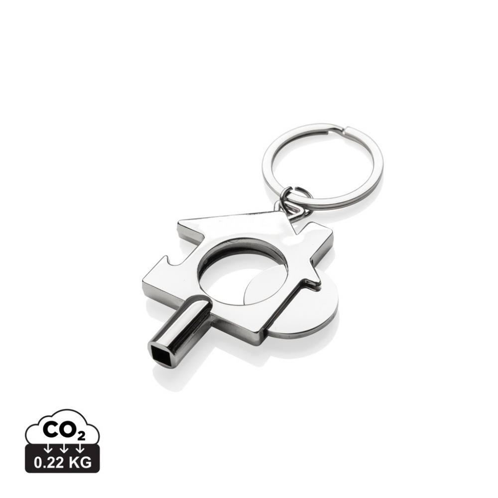 Logo trade business gifts image of: RCS recycled zinc alloy 3 in 1 keychain