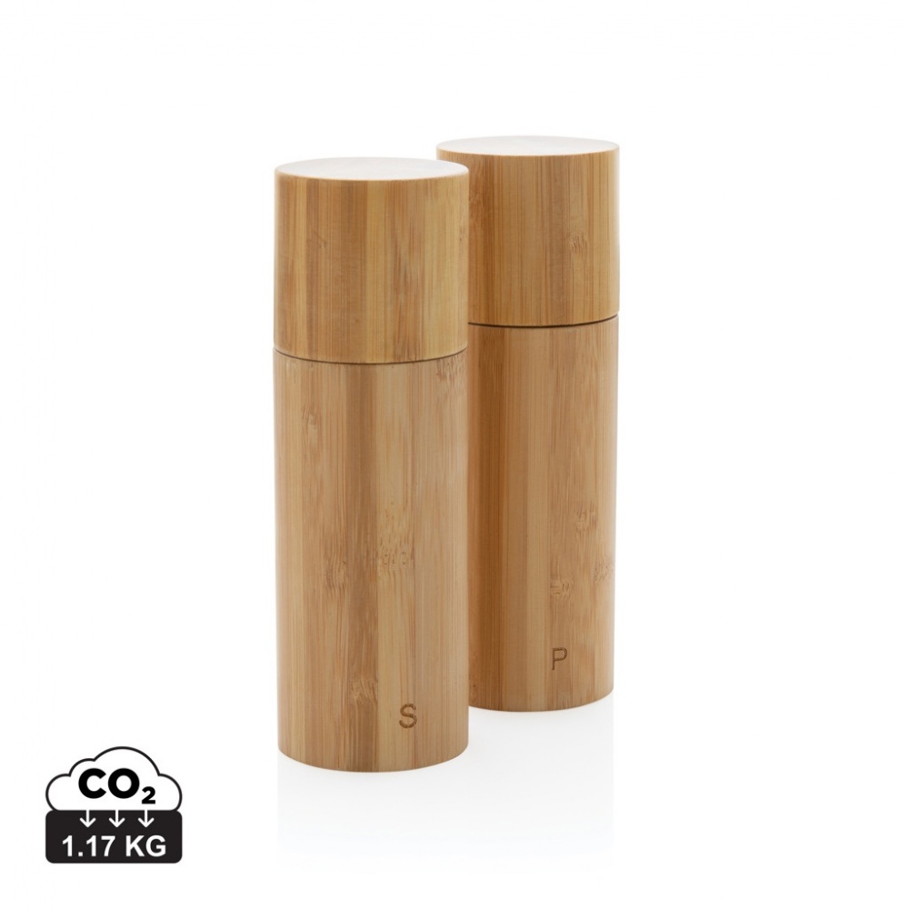 Logo trade promotional gifts picture of: Ukiyo bamboo salt and pepper mill set