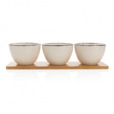 Logo trade promotional items picture of: Ukiyo 3pc serving bowl set with bamboo tray
