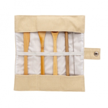 Logo trade corporate gifts image of: Reusable bamboo travel cutlery set