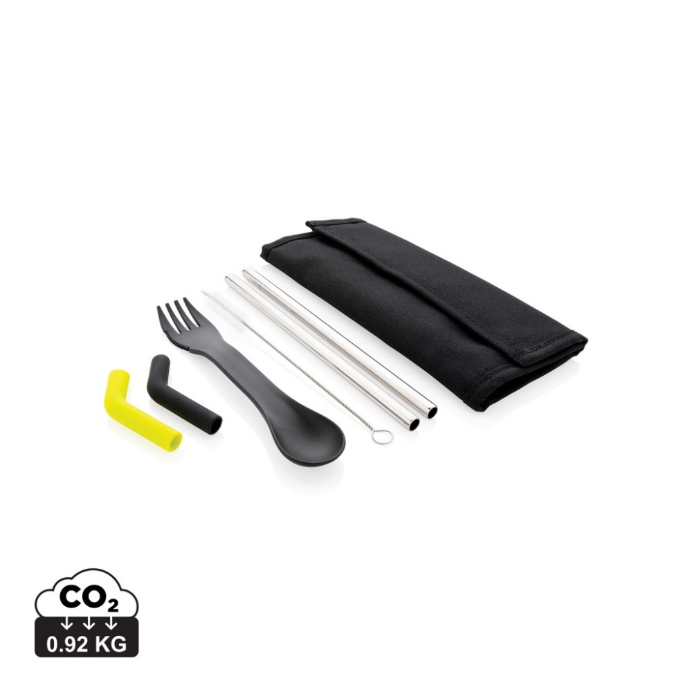 Logotrade advertising product picture of: Tierra 2pcs straw and cutlery set in pouch