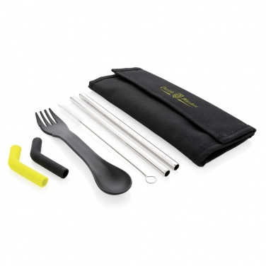 Logo trade promotional giveaways image of: Tierra 2pcs straw and cutlery set in pouch