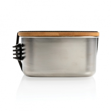 Logo trade promotional giveaway photo of: Stainless steel lunchbox with bamboo lid and spork