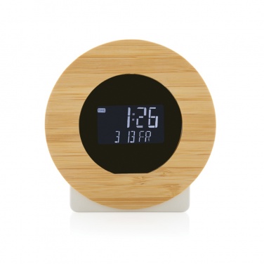 Logo trade promotional product photo of: Utah RCS rplastic and bamboo LCD desk clock