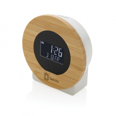 Logo trade corporate gifts image of: Utah RCS rplastic and bamboo LCD desk clock