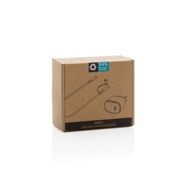 Logo trade promotional gift photo of: Boost RCS reycled PET 20W type C 2 pcs charging set
