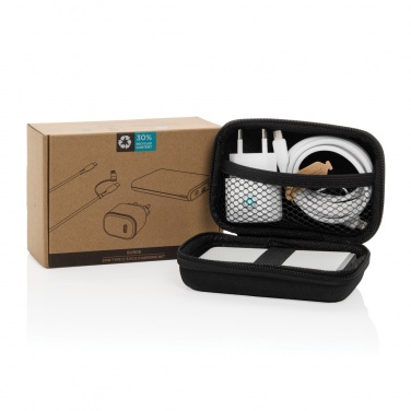 Logo trade promotional items picture of: Surge RCS recyled PET 20W type C 3 pcs charging set