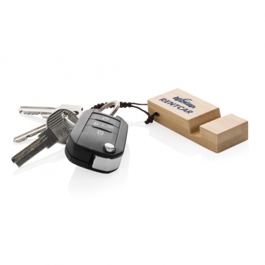 Logotrade promotional gift picture of: Standkey bamboo keychain phone stand