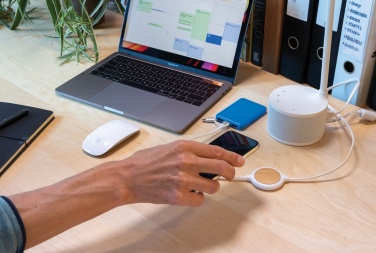 Logotrade corporate gift picture of: 3-in-1 cable with 5W bamboo wireless charger