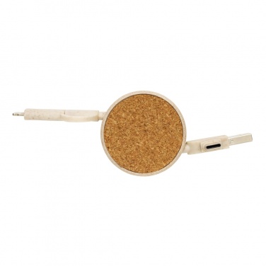 Logotrade promotional gift image of: Cork and Wheat 6-in-1 retractable cable