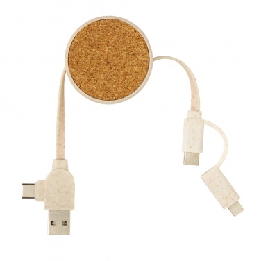 Logotrade corporate gifts photo of: Cork and Wheat 6-in-1 retractable cable