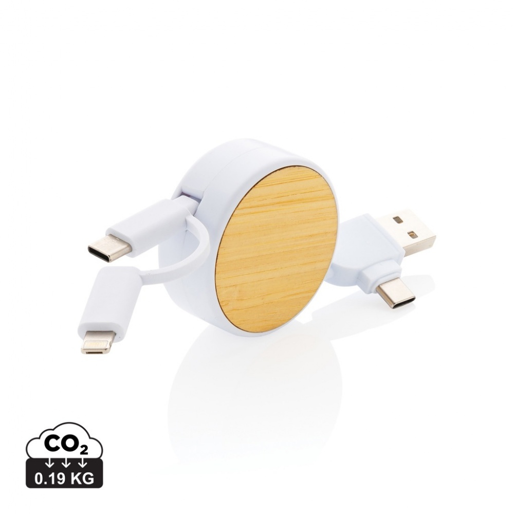 Logotrade advertising products photo of: RCS recycled plastic Ontario 6-in-1 retractable cable