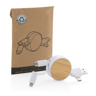 Logo trade promotional merchandise picture of: RCS recycled plastic Ontario 6-in-1 retractable cable