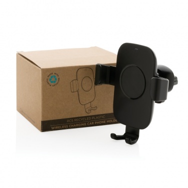 Logotrade promotional merchandise image of: RCS recycled plastic 10W wireless charging car holder