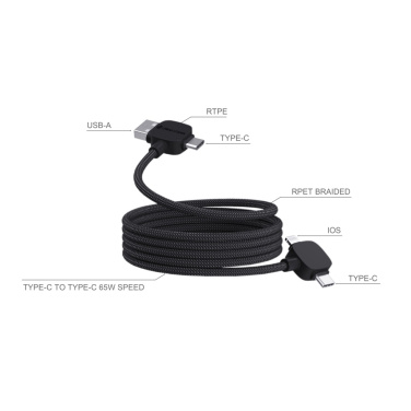 Logo trade promotional giveaways image of: Urban Vitamin Stockton 65W RCS RTPE/RPET magnetic cable